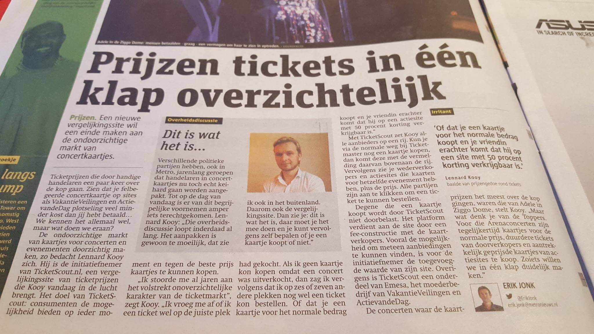 TicketScout artikel metro